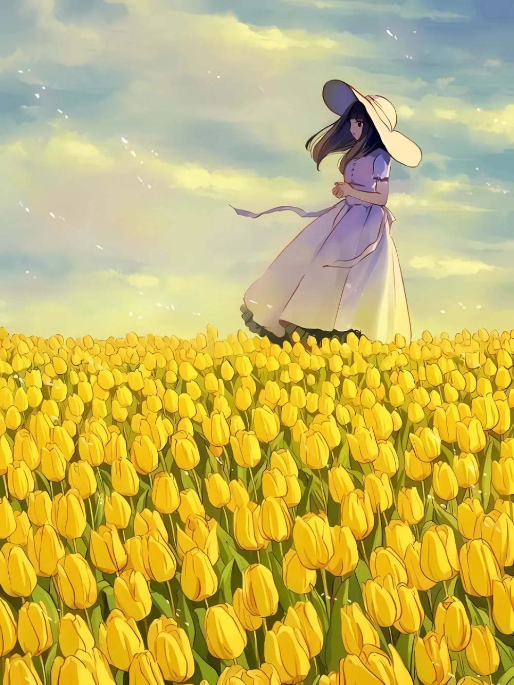 hoa tulip anime nhìn từ xa