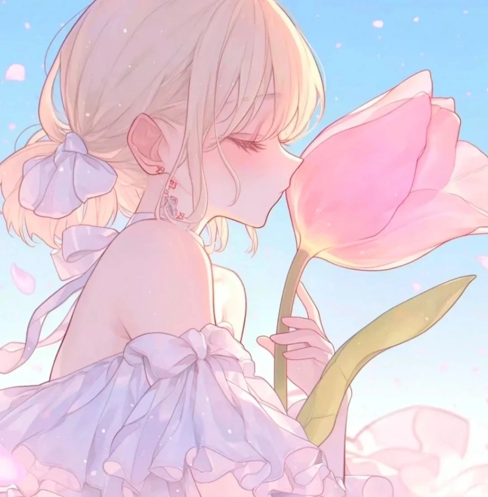 ảnh anime vườn hoa tulip thơ mộng