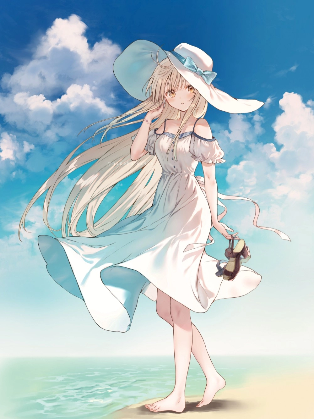 Hình nền Mahiru Shiina anime cô gái tóc bay trong gió