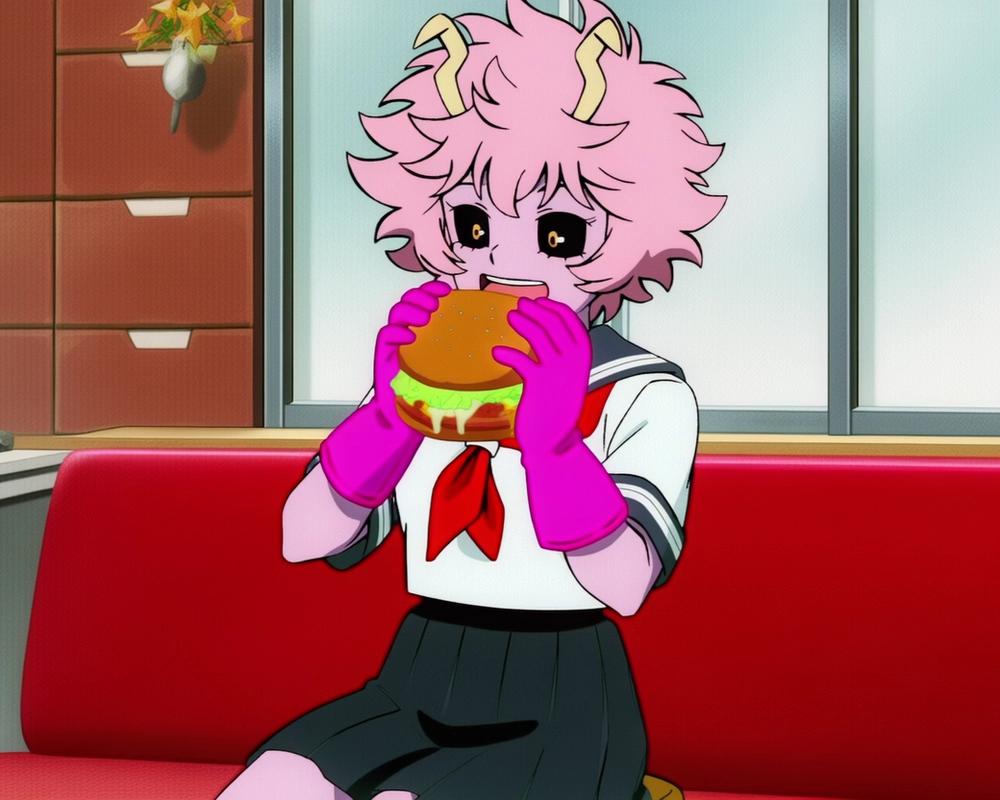 anime mina ashido tóc hồng