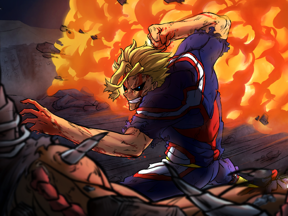 all might cười tỏa sáng