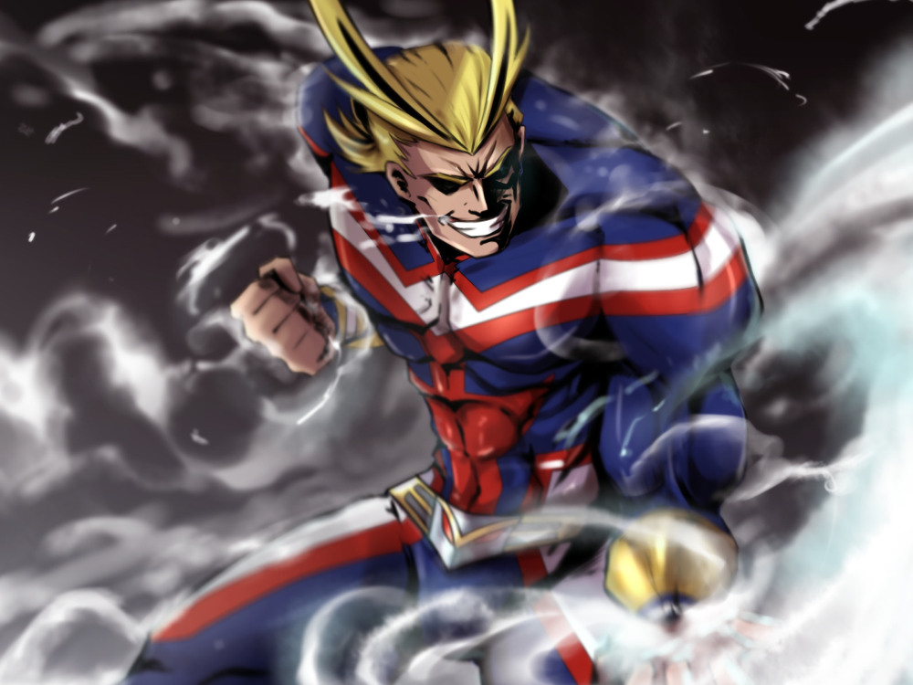 ảnh all might với nụ cười huyền thoại