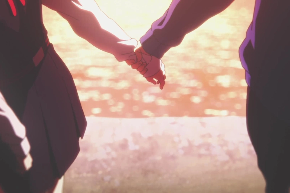 ảnh anime nắm tay trong lớp