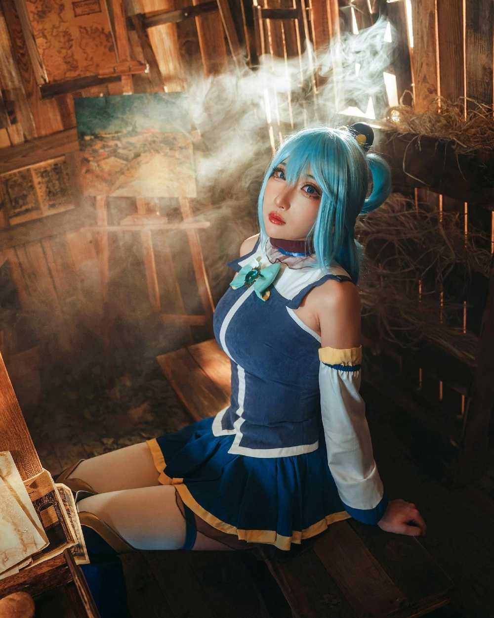 konosuba aqua cosplay fanart