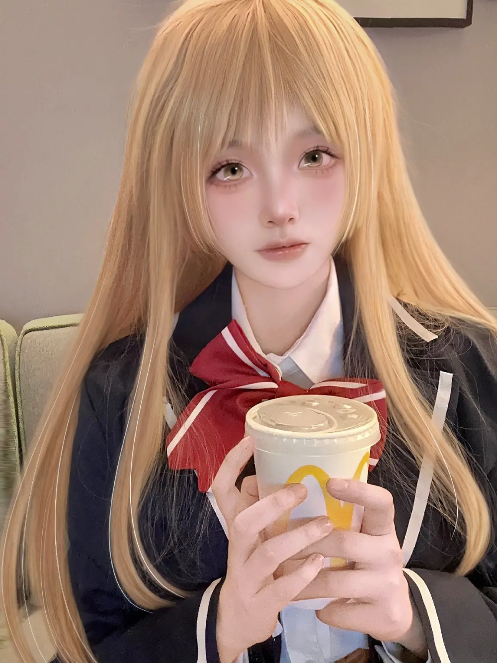 shiina mahiru cosplay áo sơ mi trắng
