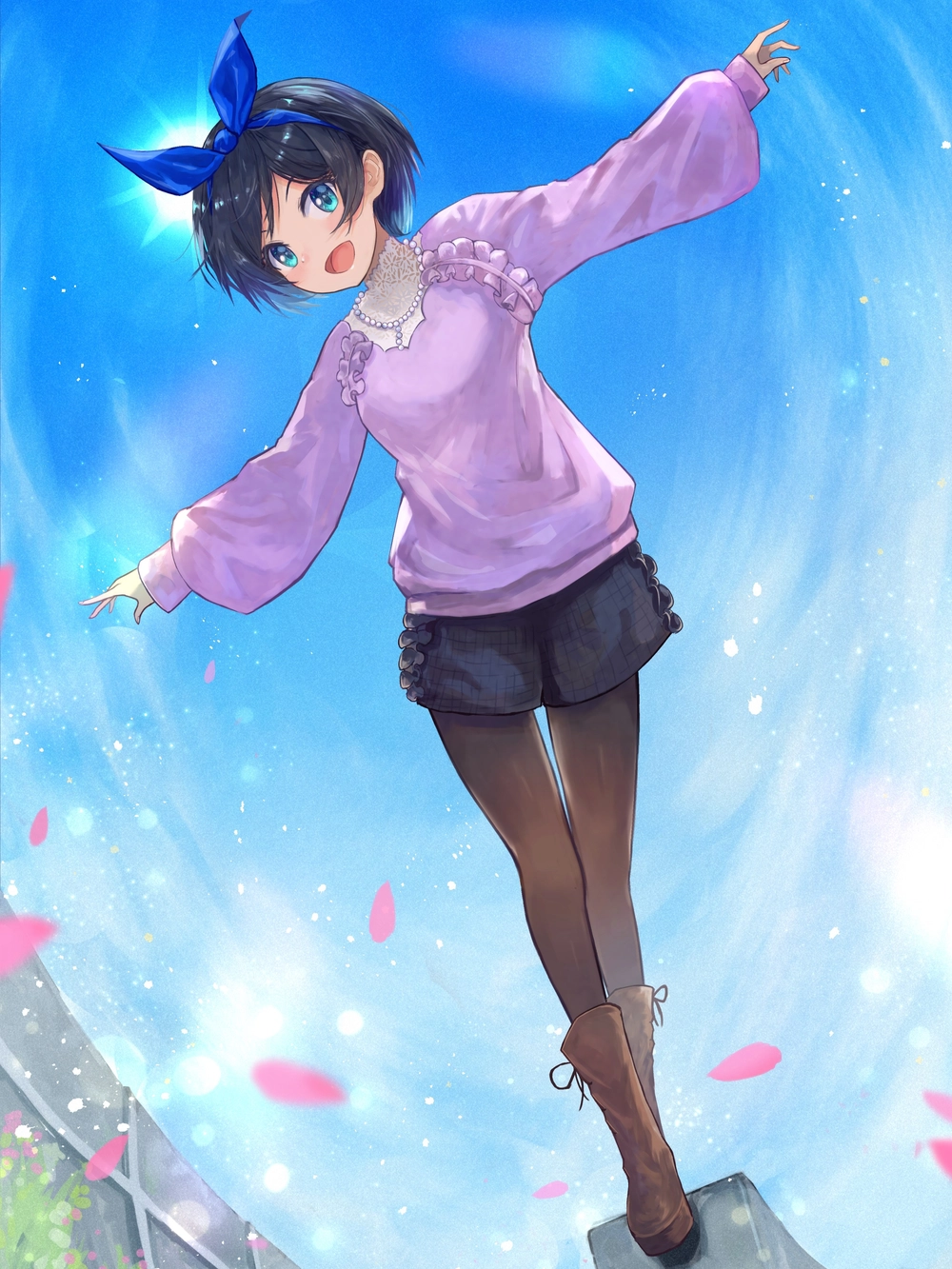 ruka sarashina mặc váy xanh đáng yêu