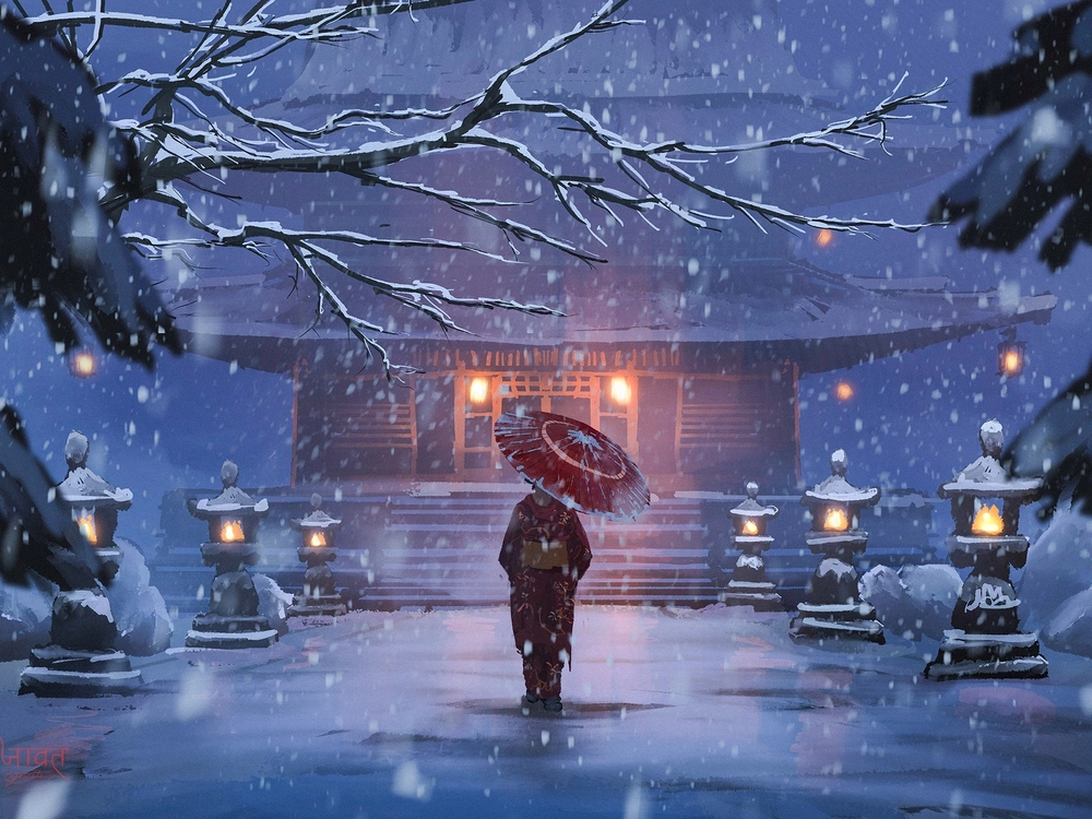 tuyết rơi anime buồn nhẹ