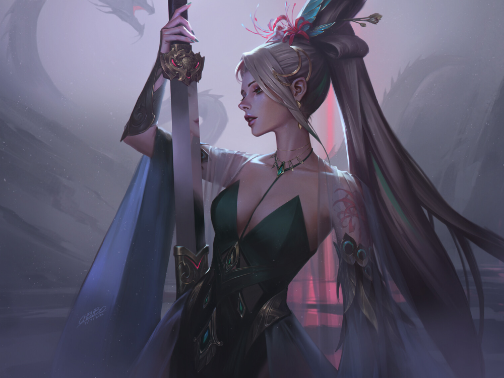 Hình anime nữ ôm hoa bỉ ngạn