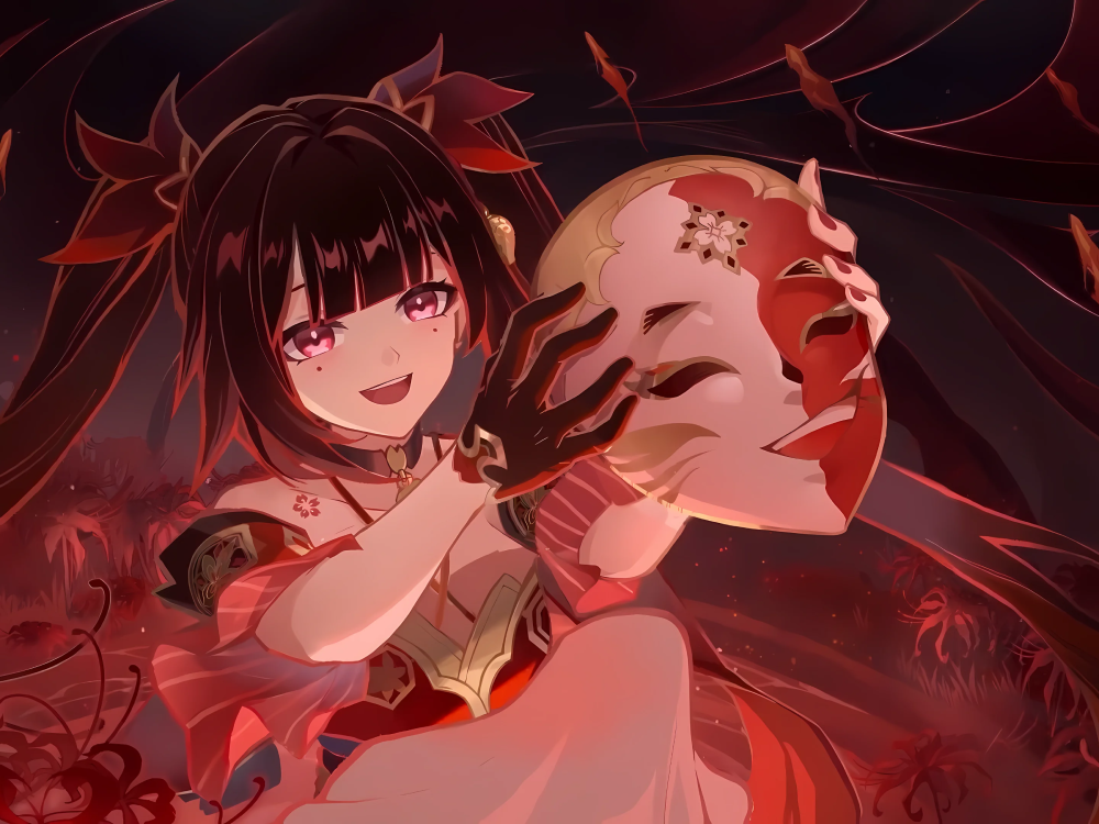 Nam anime đứng cạnh hoa bỉ ngạn