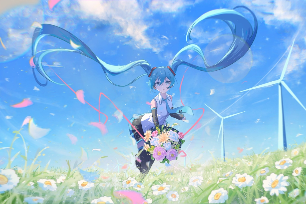 anime cánh đồng hoa hồng