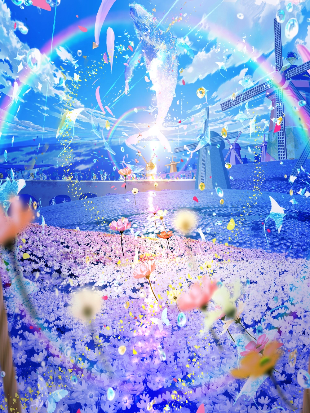 cánh đồng hoa anime yên bình