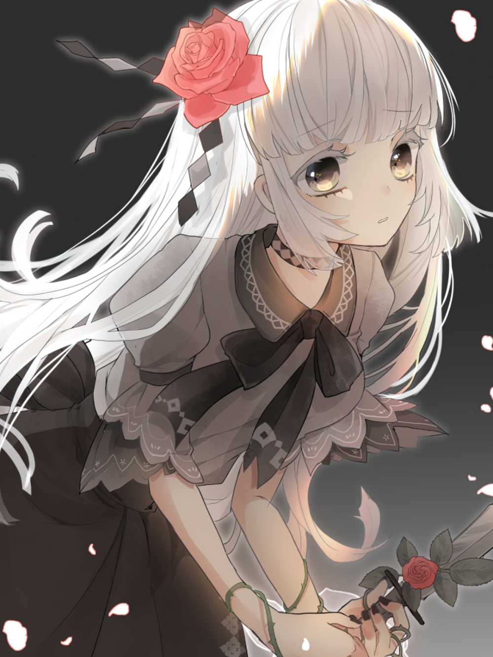 hoa hồng anime trắng